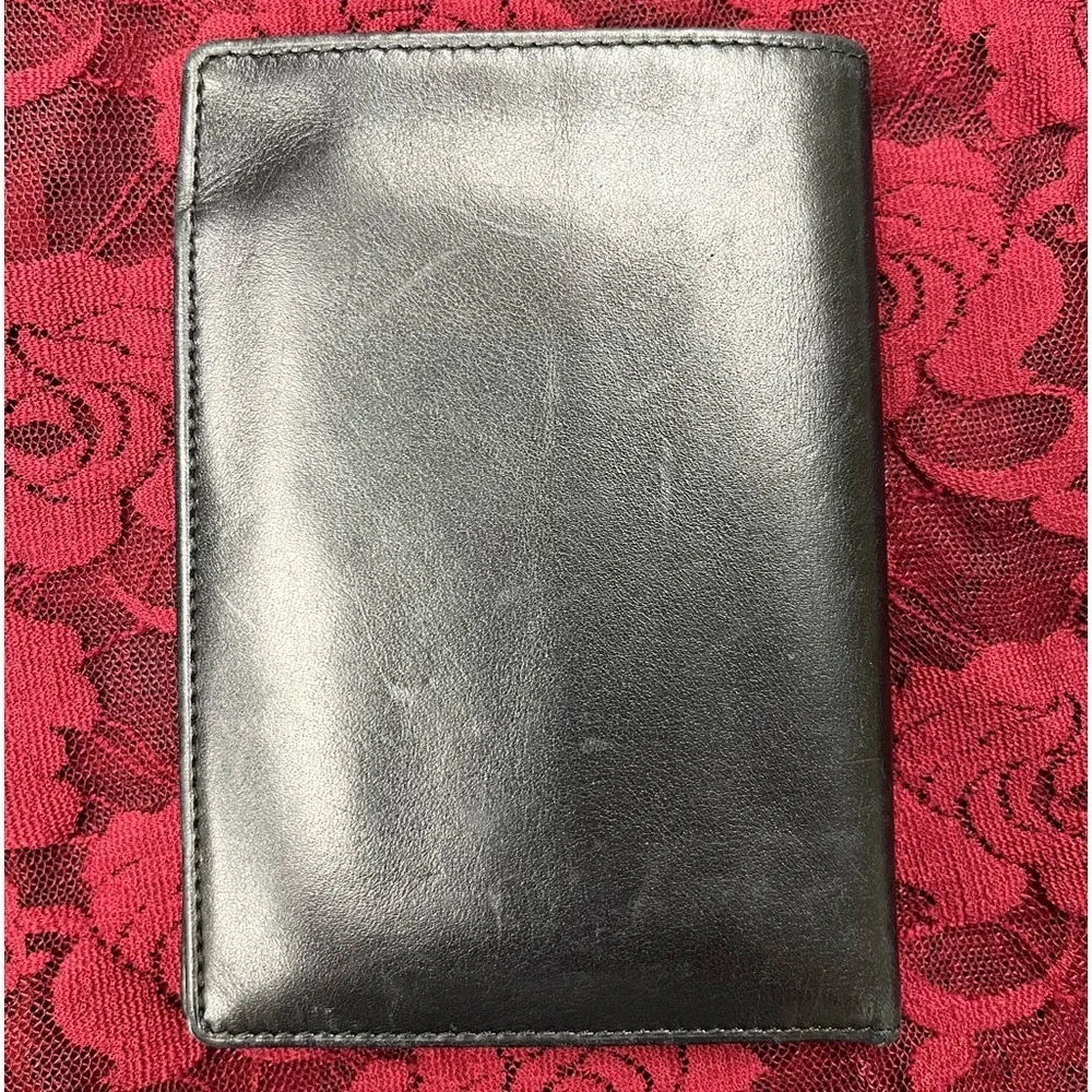 Gianni Versace Vintage La Medusa Black Pink Leather‎ Bi-Fold Wallet Cardholder